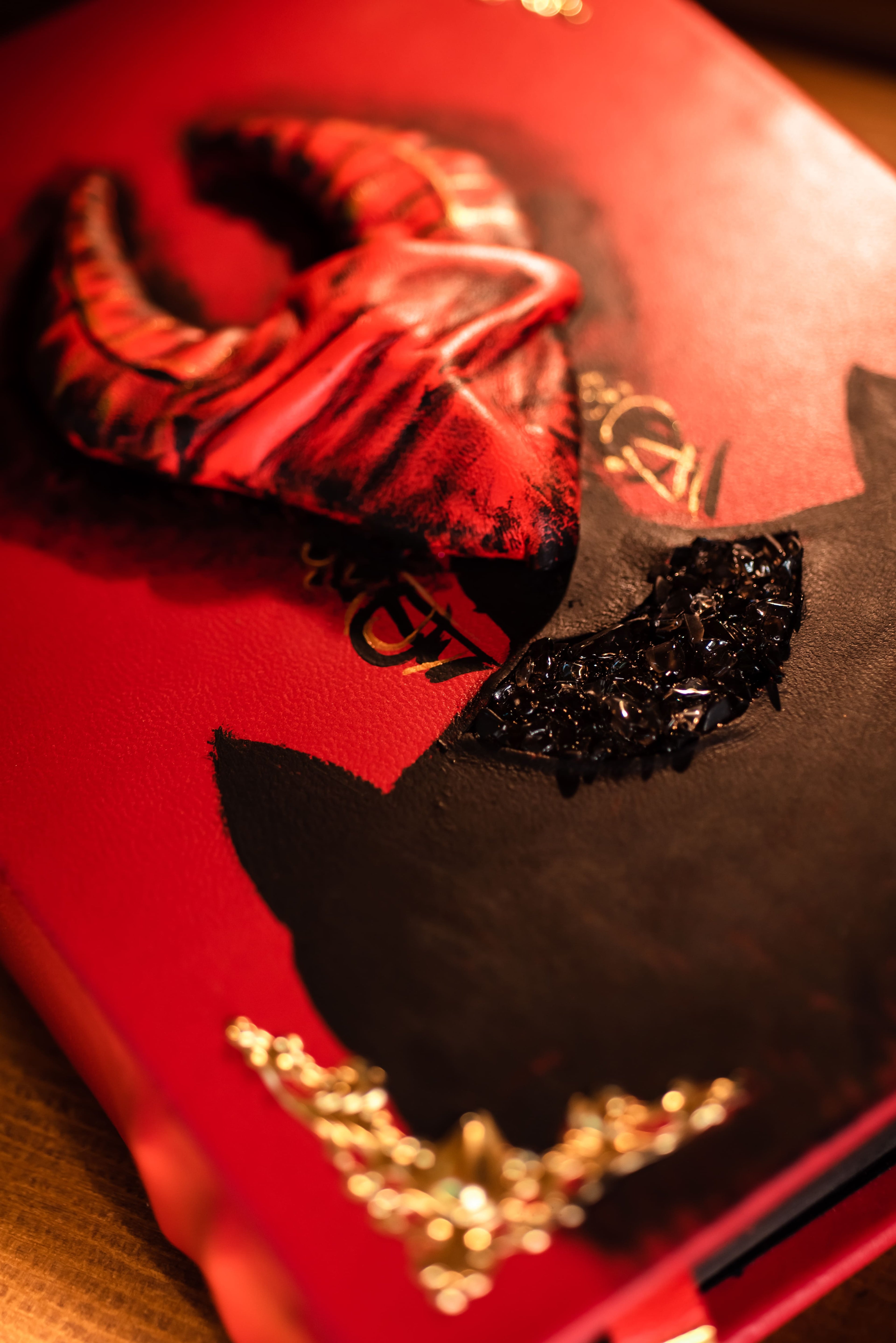 Red Priestess Grimoire | Lilith Demon Leather Book of Shadows | Horned Goddess Dark Magic Journal