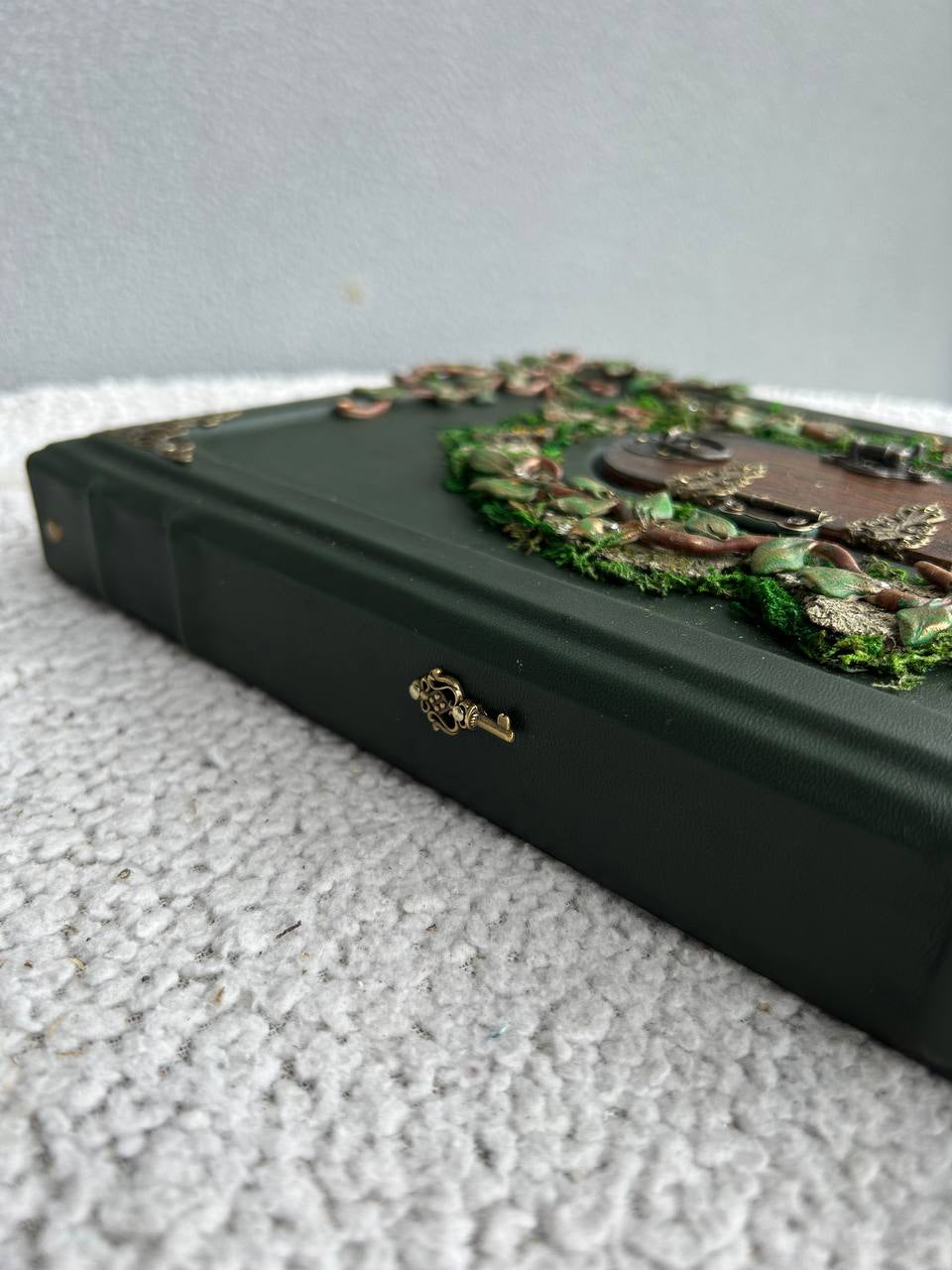Secret Garden – A4 Handmade Enchanted Leather Grimoire with Miniature Door