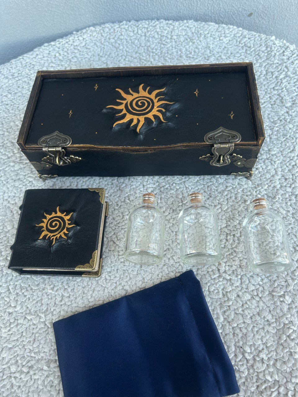 Handmade Witchcraft Box Set – Altar Supplies, Grimoire & Spell Bottles