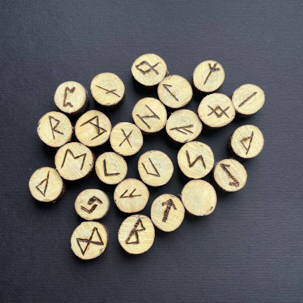 Handcrafted Elder Futhark Rune Set – 24 + 1 Blank Rune – Ash Wood Norse Divination Runes