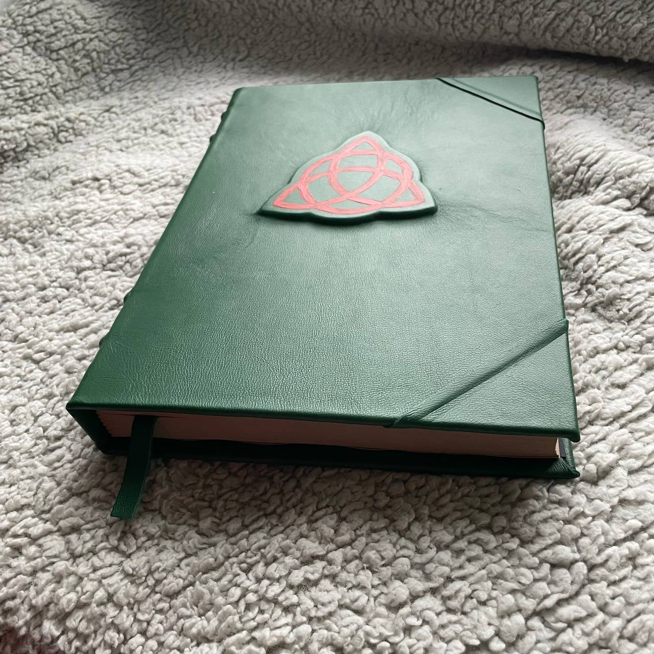 Charmed Grimoire – Handmade Leather Book of Shadows with Triquetra Symbol