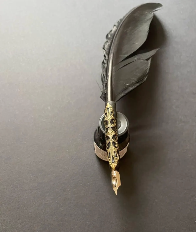 Black Goose Feather Quill Pen – Magical Writing Tool for Witchcraft & Grimoires
