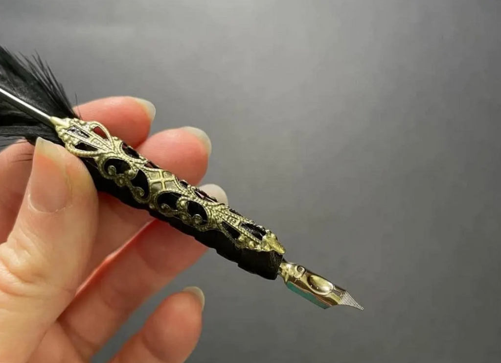 Black Goose Feather Quill Pen – Magical Writing Tool for Witchcraft & Grimoires