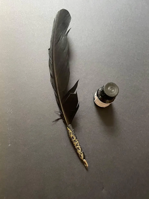 Black Goose Feather Quill Pen – Magical Writing Tool for Witchcraft & Grimoires