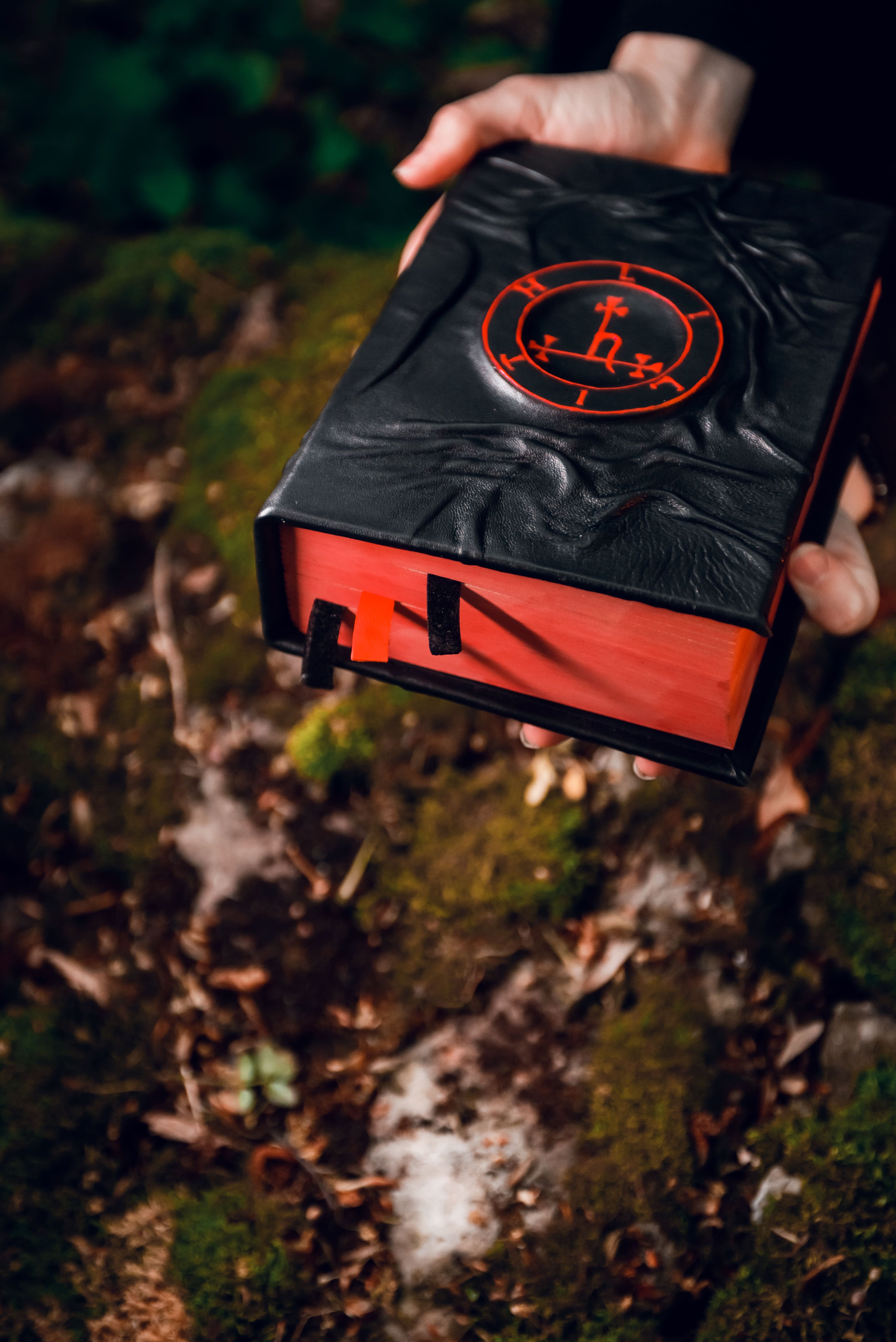 Lilith Sigil Grimoire • A5 Black Leather Spellbook • Handmade Witchcraft Journal