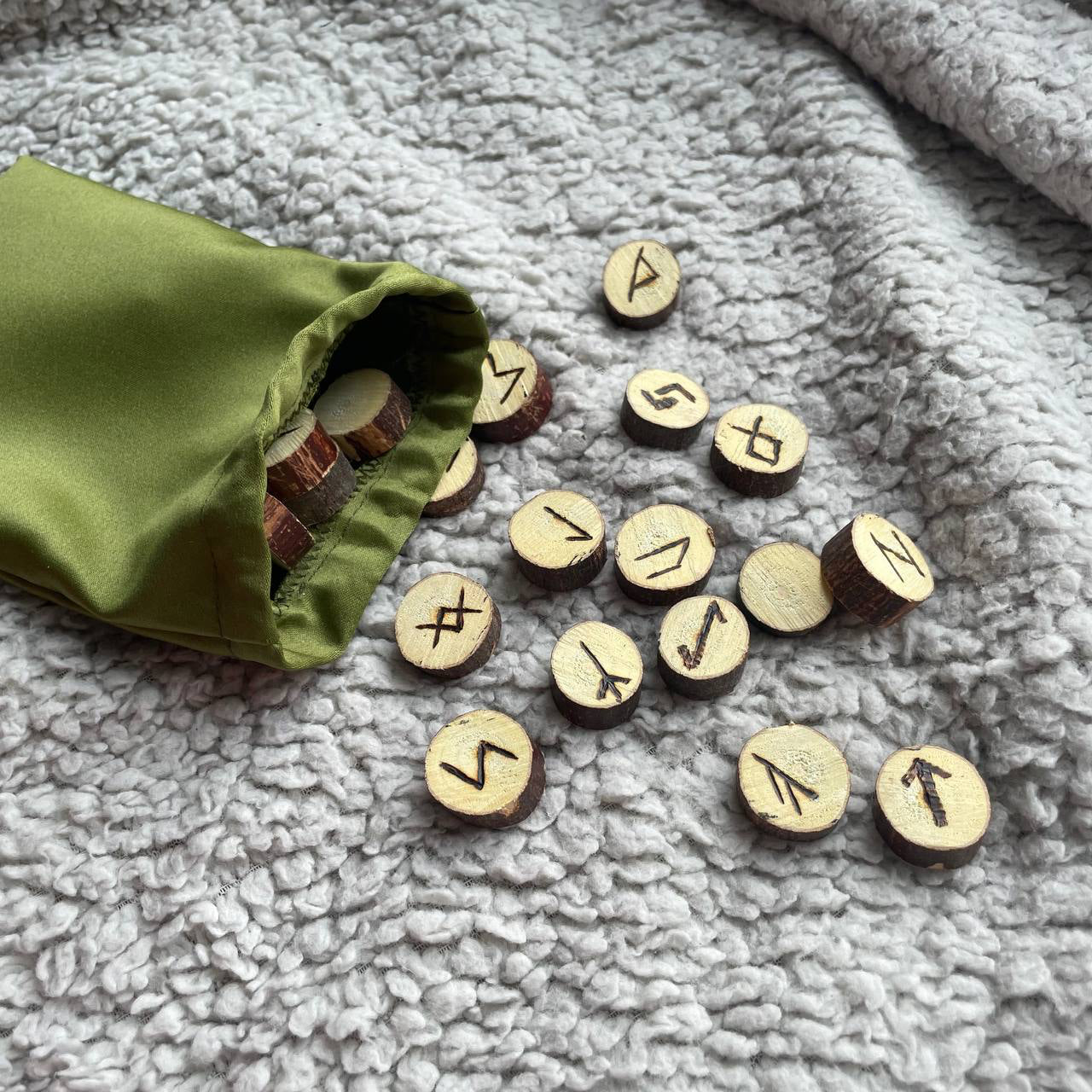 Handcrafted Elder Futhark Rune Set – 24 + 1 Blank Rune – Ash Wood Norse Divination Runes