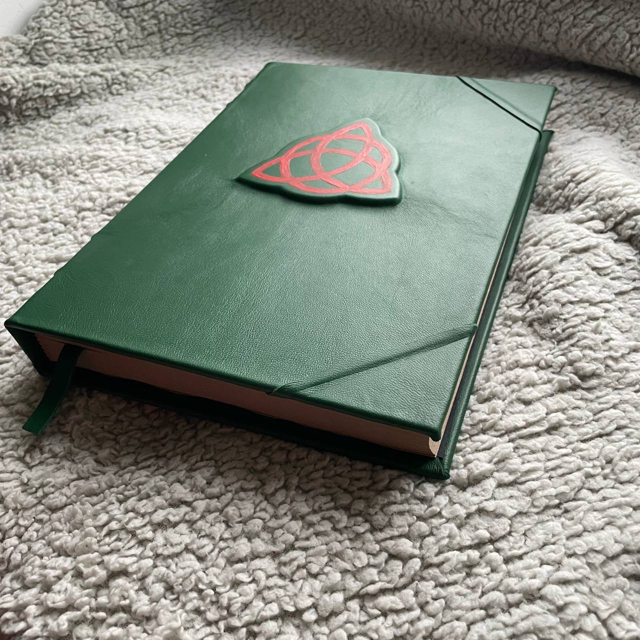 Charmed Grimoire – Handmade Leather Book of Shadows with Triquetra Symbol
