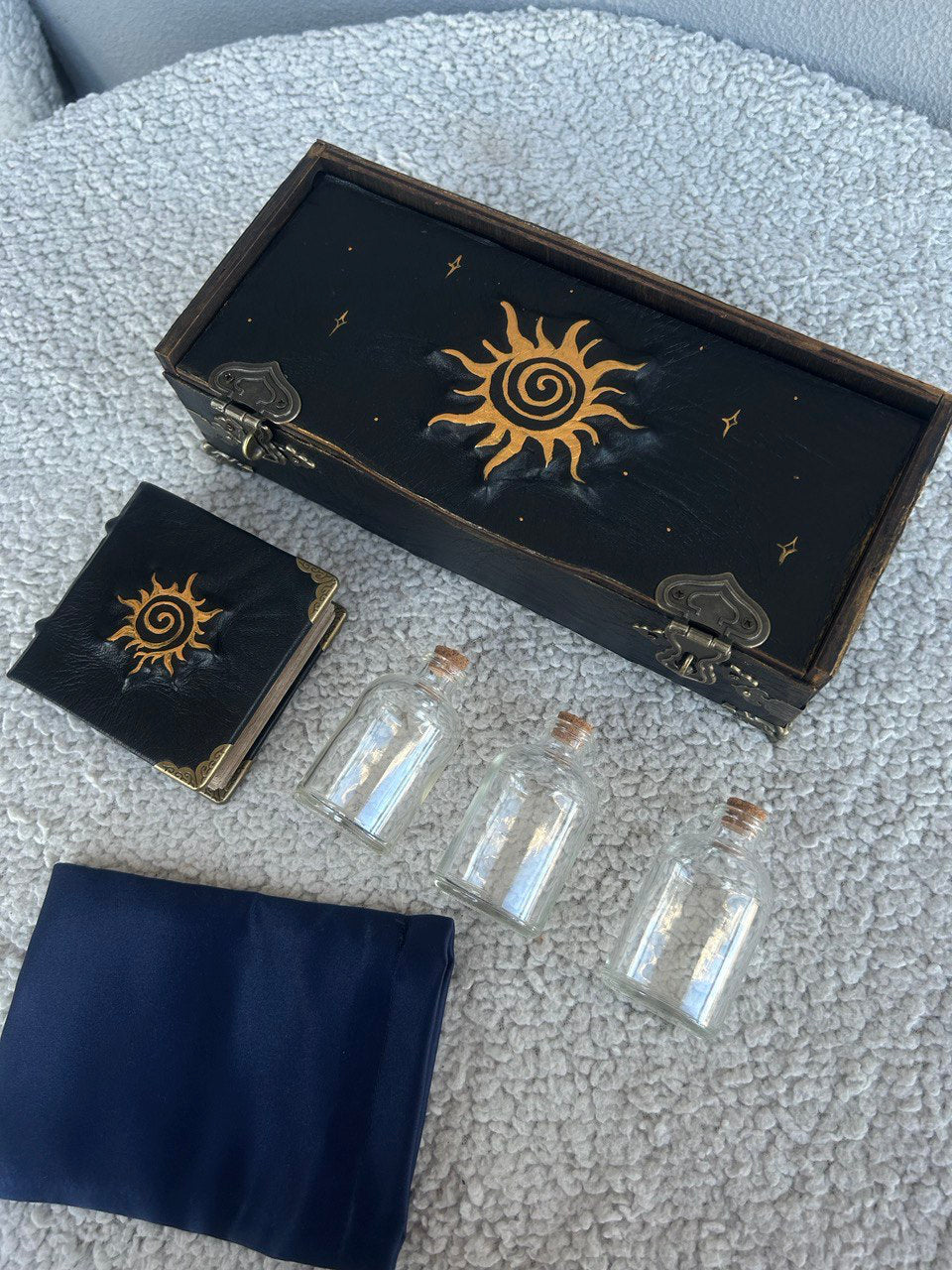 Handmade Witchcraft Box Set – Altar Supplies, Grimoire & Spell Bottles