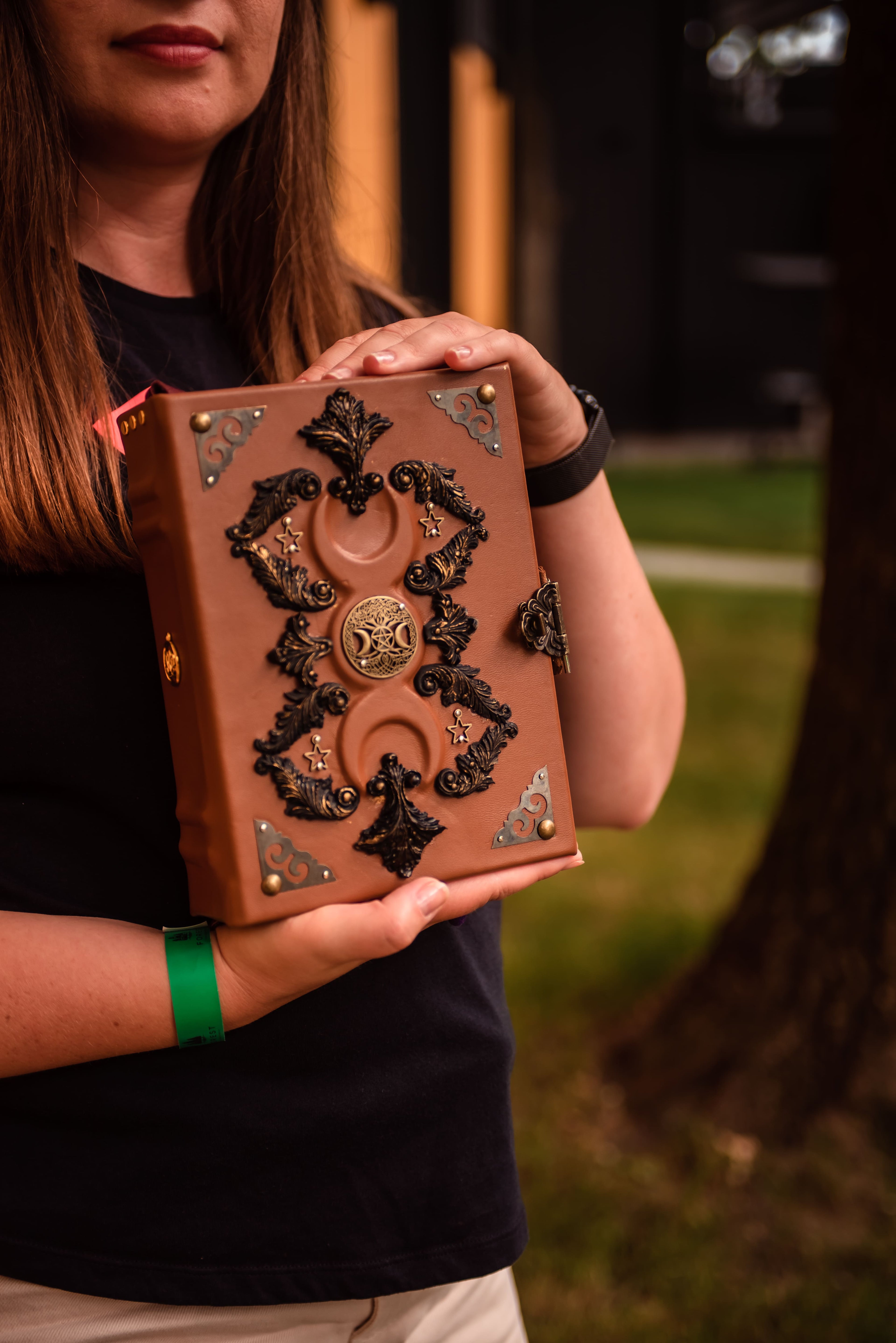 Black Moon Leather Grimoire | Handmade Gothic Book of Shadows | Witch Journal