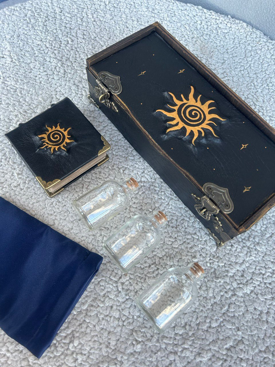 Handmade Witchcraft Box Set – Altar Supplies, Grimoire & Spell Bottles