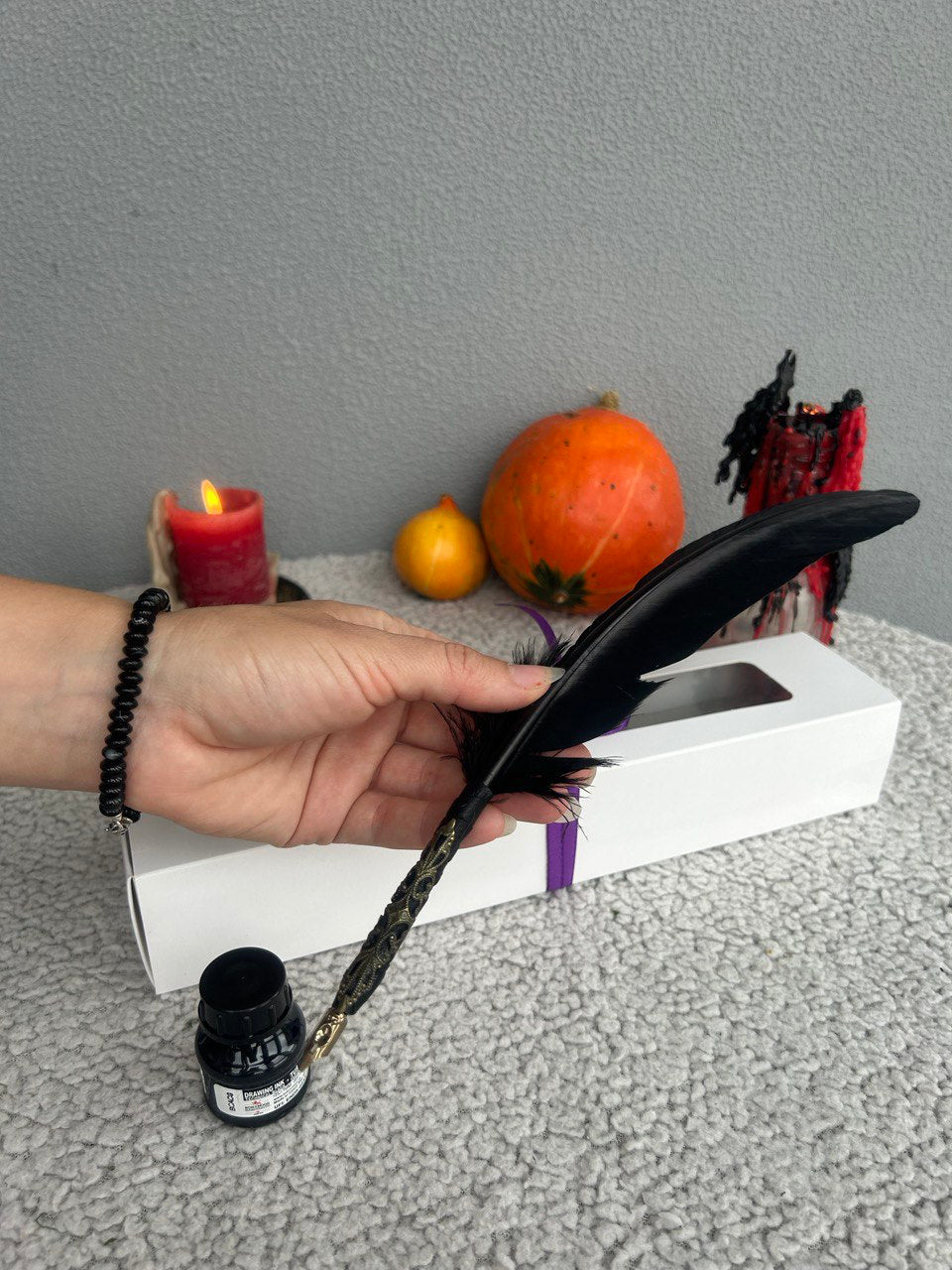 Black Goose Feather Quill Pen – Magical Writing Tool for Witchcraft & Grimoires