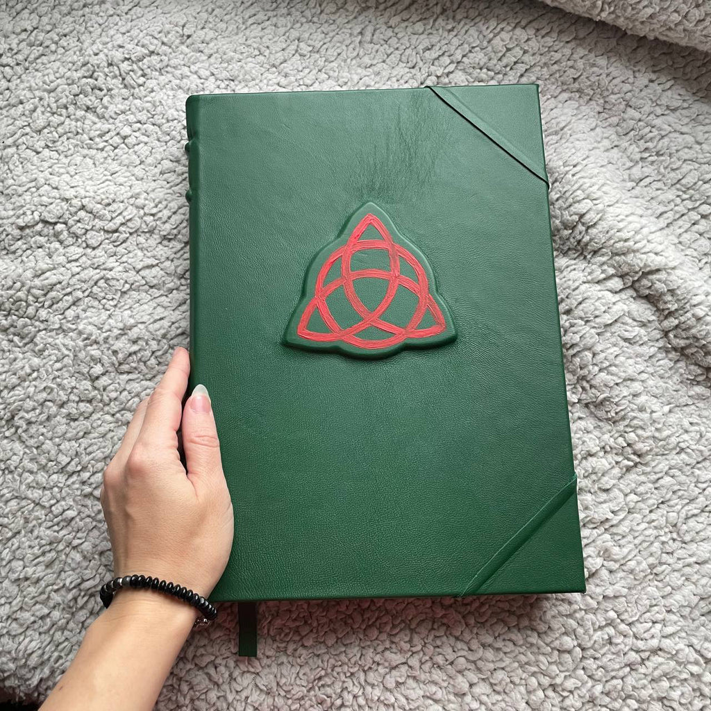 Charmed Grimoire – Handmade Leather Book of Shadows with Triquetra Symbol