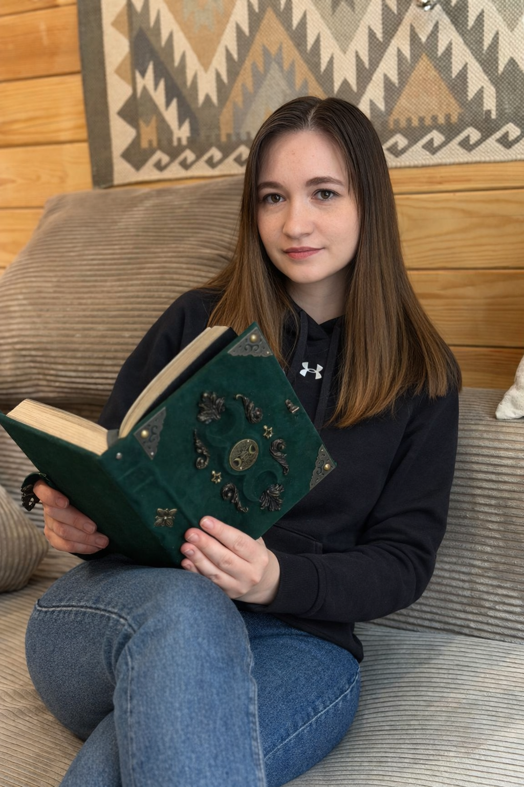 Triple Moon Grimoire - Handcrafted Lunar Witch Journal • Leather Book of Shadows