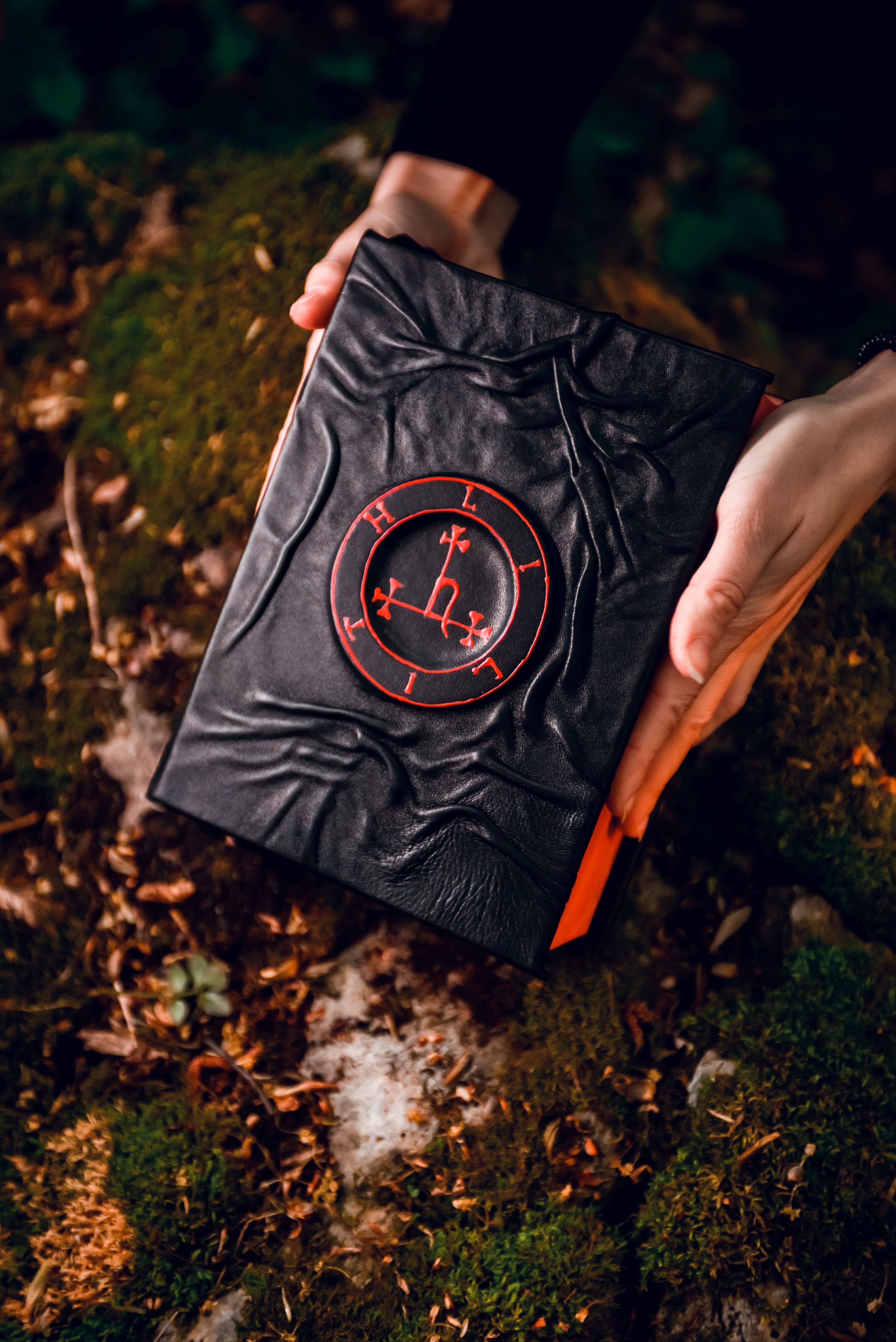 Lilith Sigil Grimoire • A5 Black Leather Spellbook • Handmade Witchcraft Journal