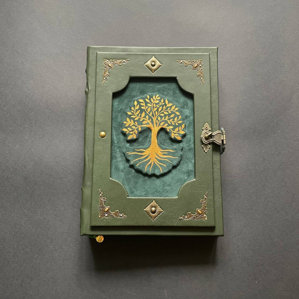 Ancestral Family Tree Book – Handcrafted Leather Genealogy Journal | Grimoire of Ancestral Magic & Family Heritage Heirloom