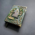 The Door to Fairyland Grimoire – Green Leather Journal with Working Door, Personalized Message