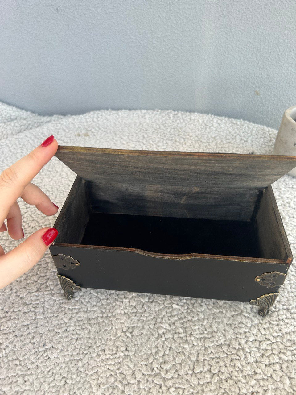 Gothic Black Leather Tarot Box – Witch Altar Storage for Runes & Jewelry