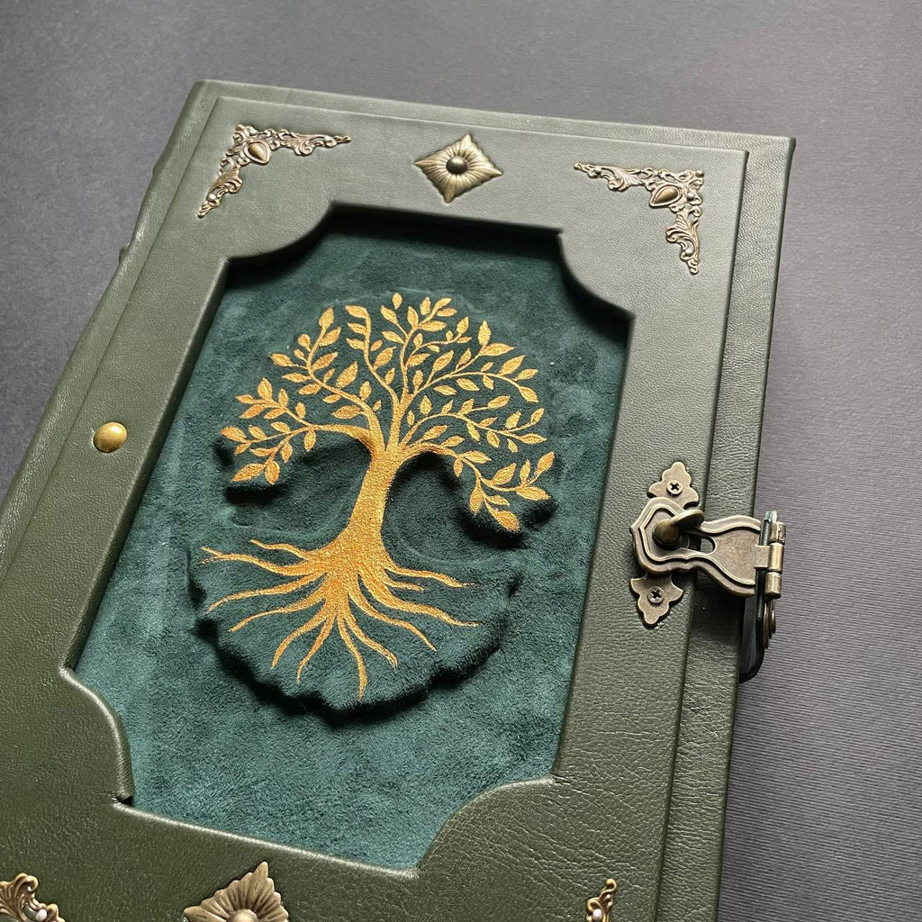 Ancestral Family Tree Book – Handcrafted Leather Genealogy Journal | Grimoire of Ancestral Magic & Family Heritage Heirloom