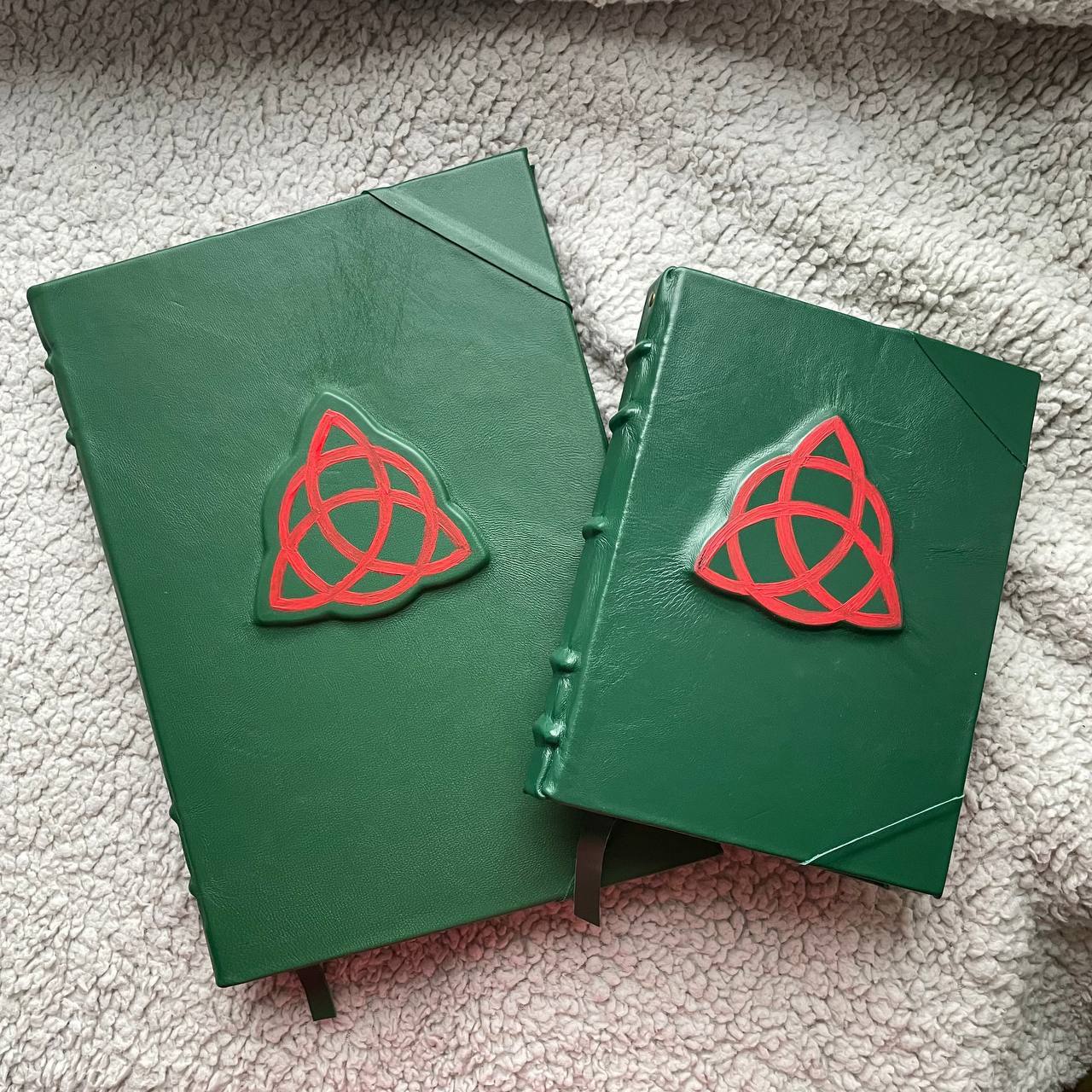 Charmed Grimoire – Handmade Leather Book of Shadows with Triquetra Symbol