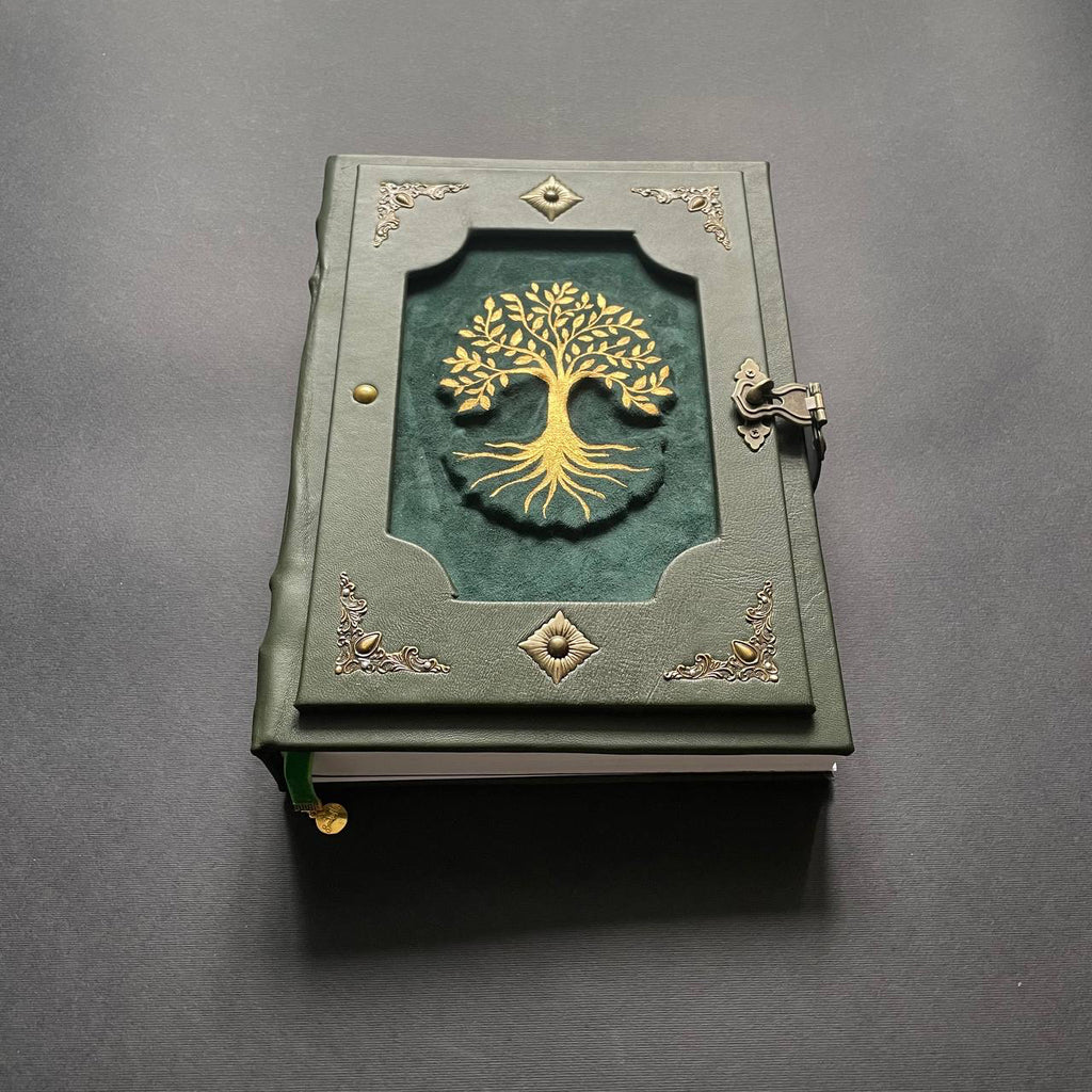 Ancestral Family Tree Book – Handcrafted Leather Genealogy Journal | Grimoire of Ancestral Magic & Family Heritage Heirloom