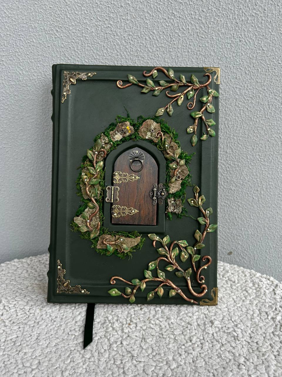 Secret Garden – A4 Handmade Enchanted Leather Grimoire with Miniature Door