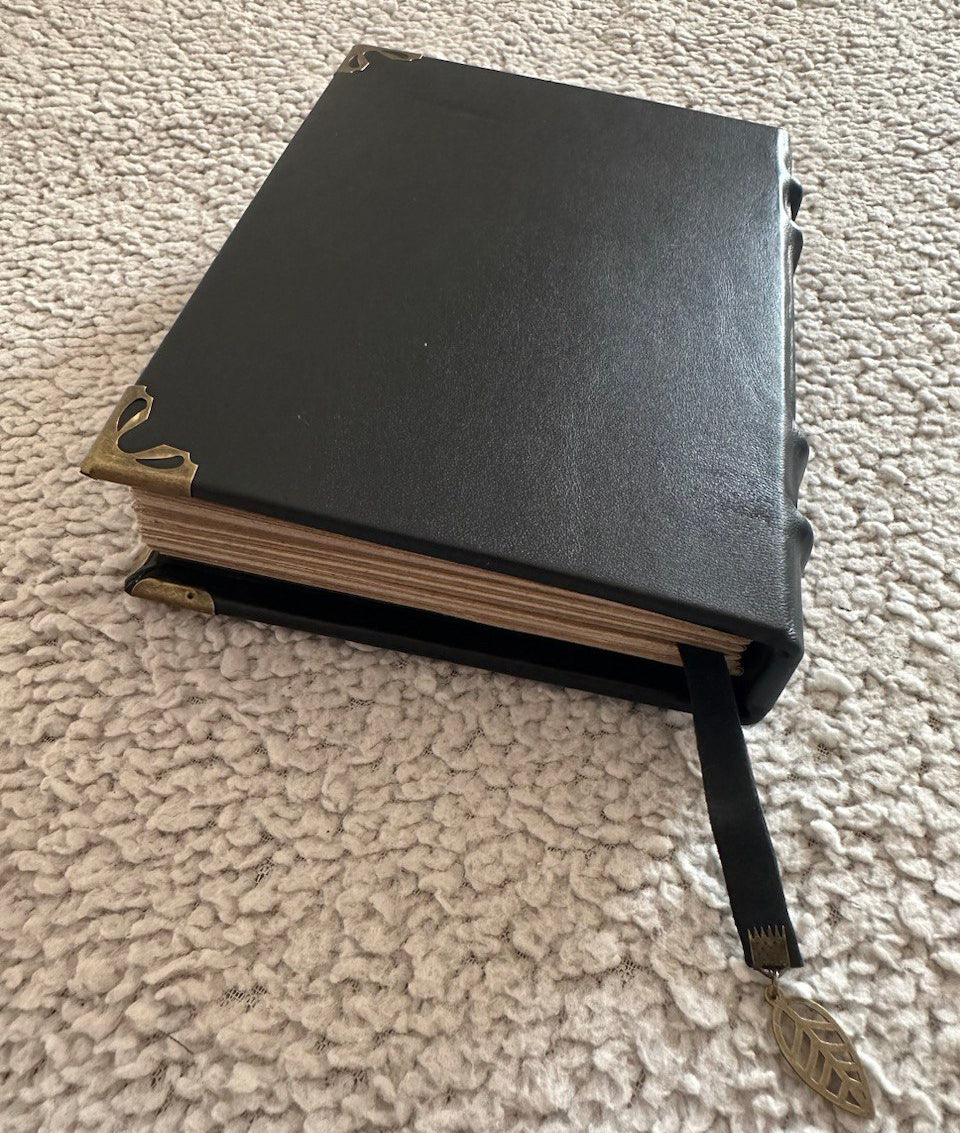 Tree of Life Genealogy Grimoire Handmade Black Leather Family History Journal • Space Endpaper