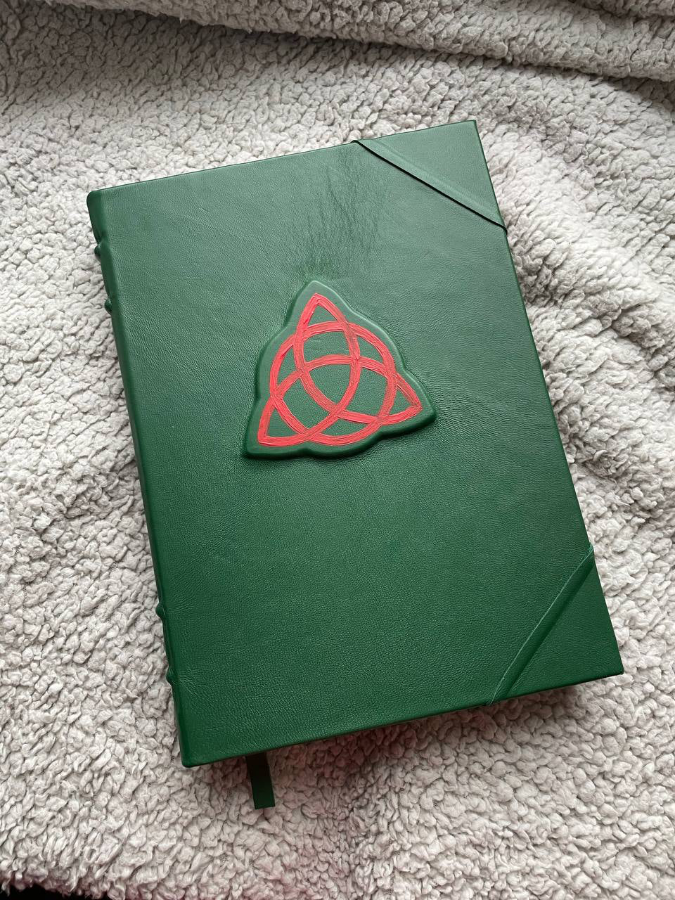 Charmed Grimoire – Handmade Leather Book of Shadows with Triquetra Symbol