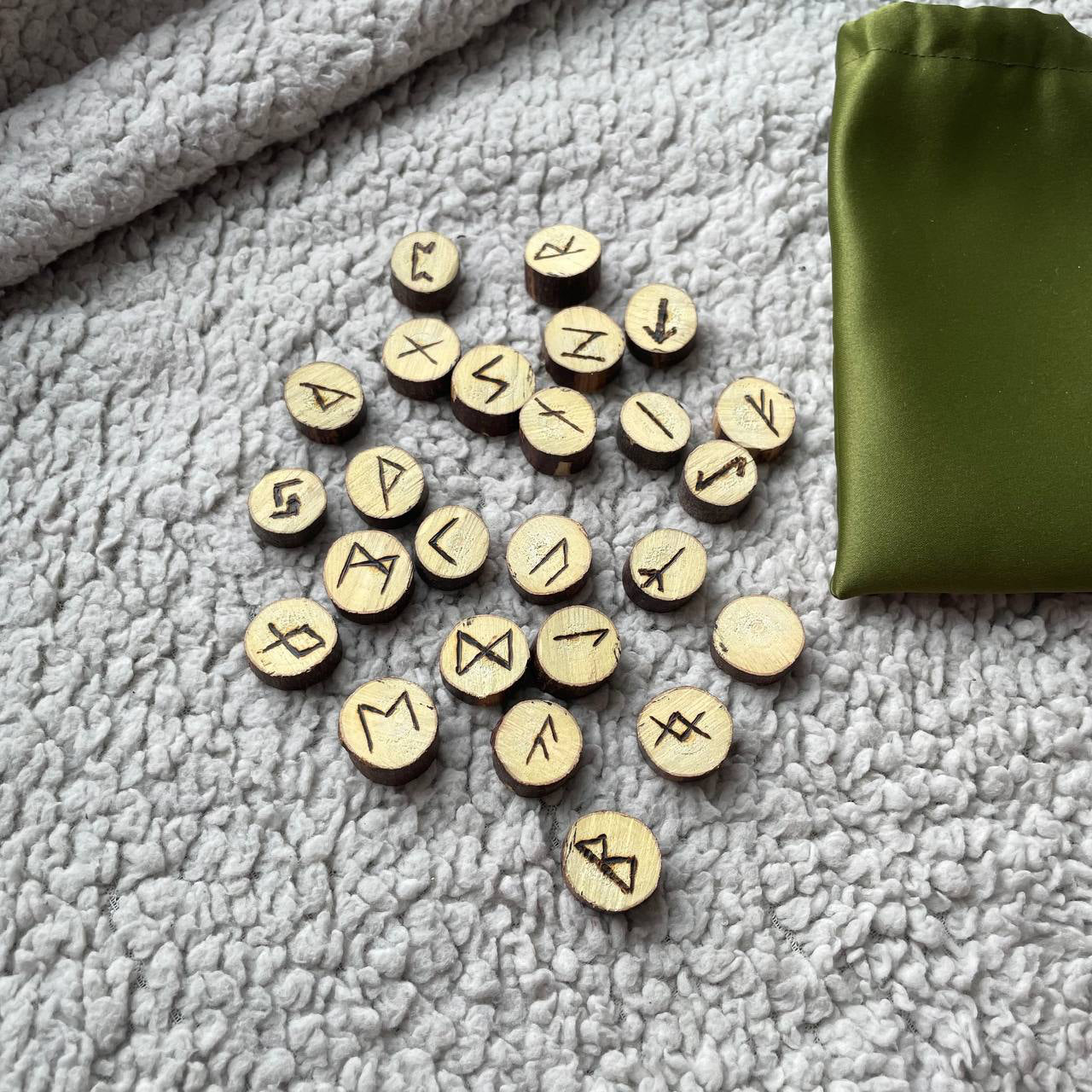 Handcrafted Elder Futhark Rune Set – 24 + 1 Blank Rune – Ash Wood Norse Divination Runes