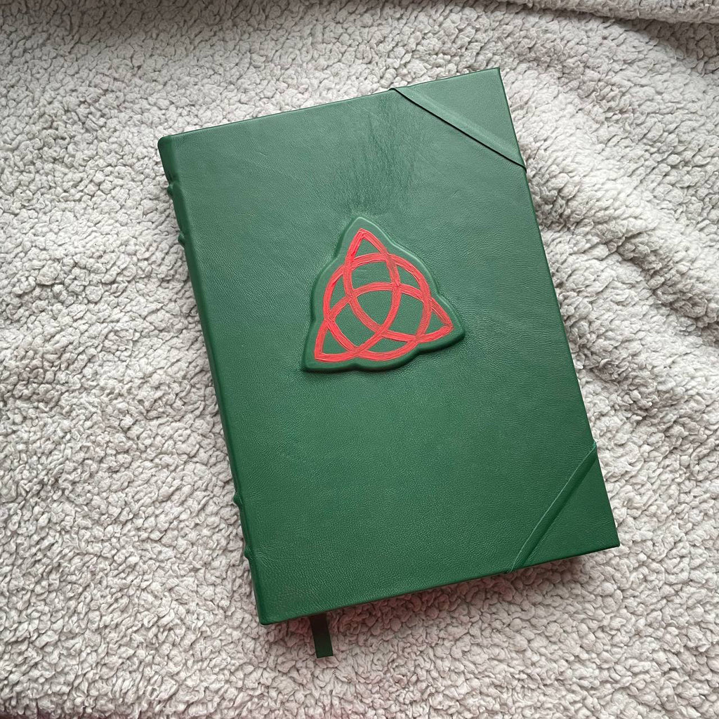 Charmed Grimoire – Handmade Leather Book of Shadows with Triquetra Symbol
