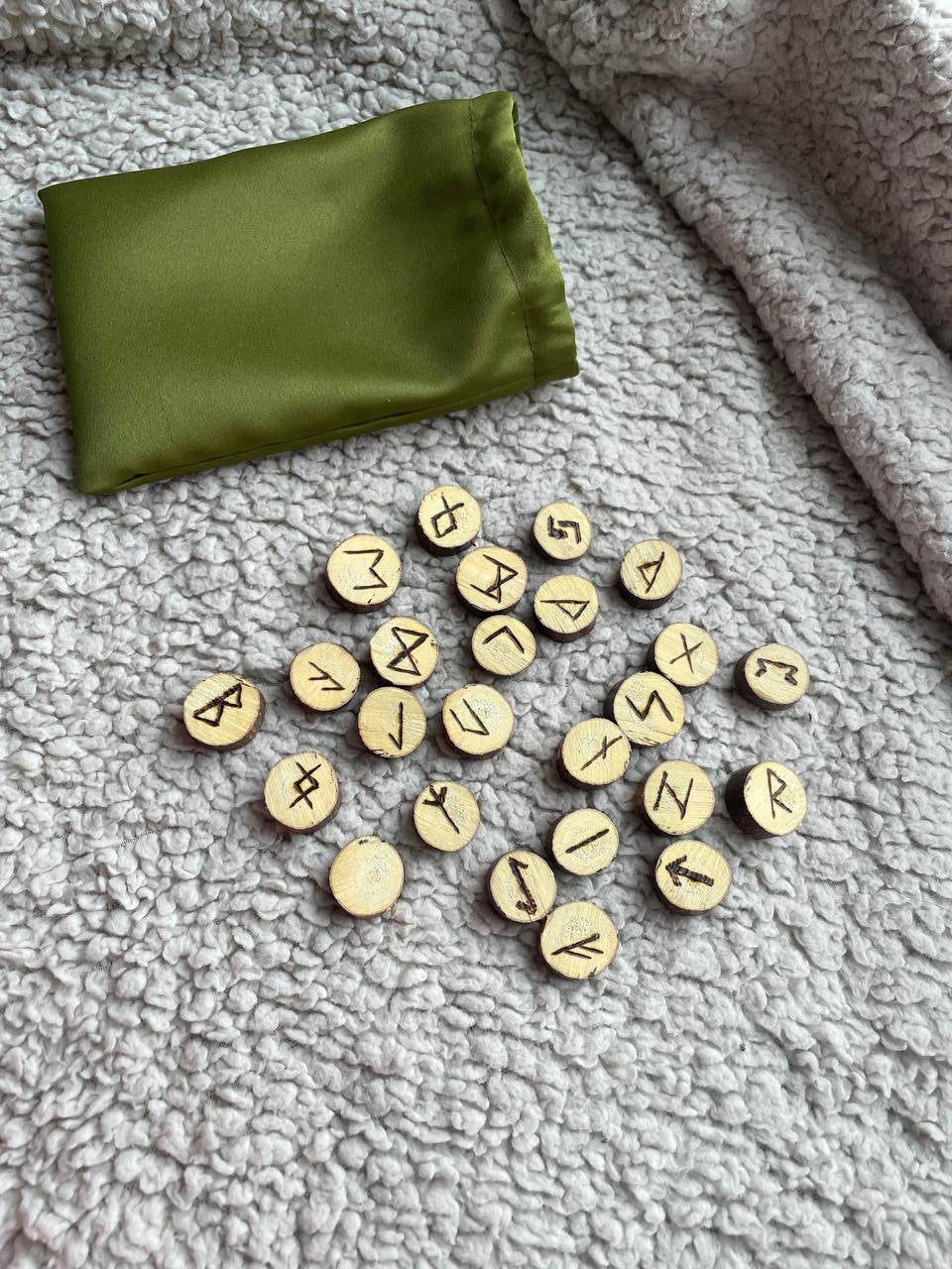 Handcrafted Elder Futhark Rune Set – 24 + 1 Blank Rune – Ash Wood Norse Divination Runes