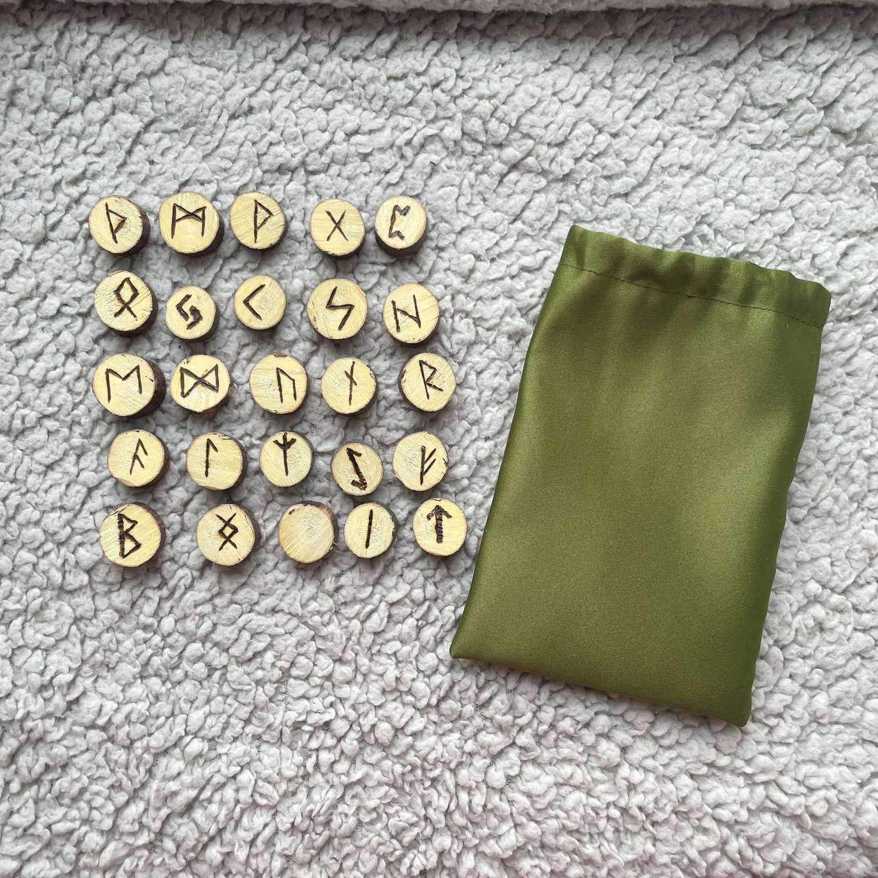 Handcrafted Elder Futhark Rune Set – 24 + 1 Blank Rune – Ash Wood Norse Divination Runes