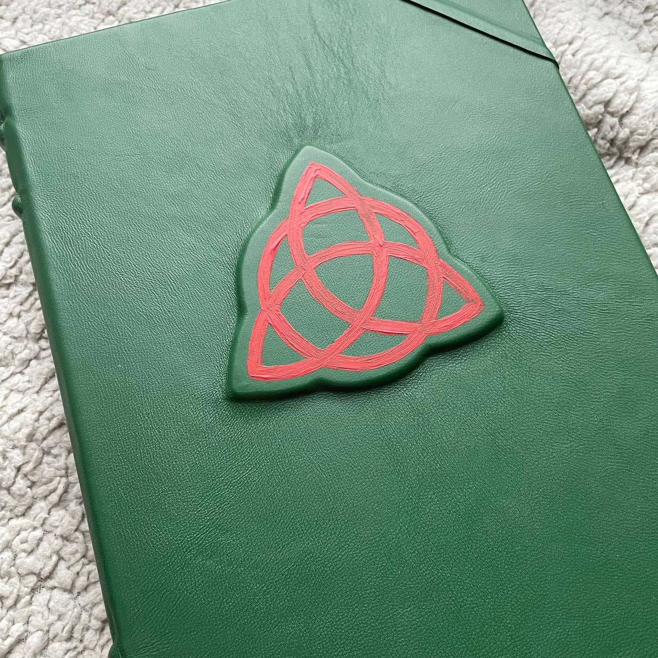 Charmed Grimoire – Handmade Leather Book of Shadows with Triquetra Symbol
