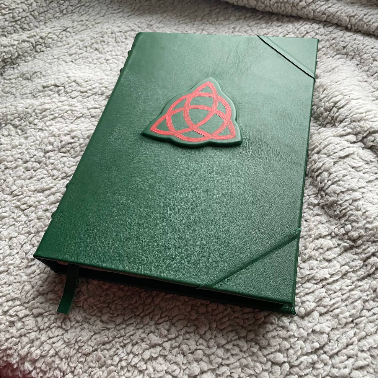 Charmed Grimoire – Handmade Leather Book of Shadows with Triquetra Symbol