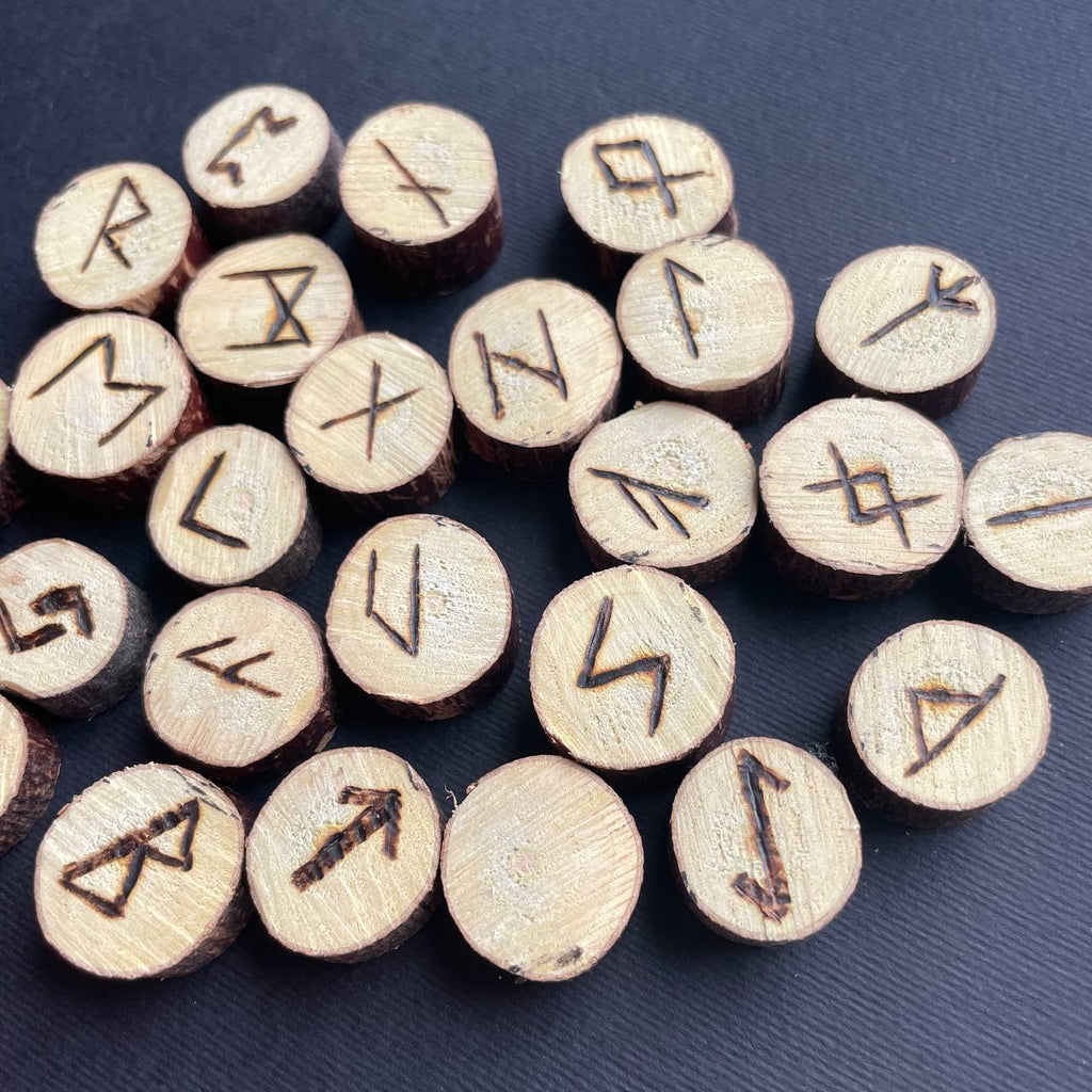 Handcrafted Elder Futhark Rune Set – 24 + 1 Blank Rune – Ash Wood Norse Divination Runes