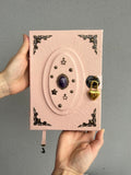 Powder Pink Amethyst Grimoire - Handmade Leather Witchcraft Journal • Heart-Lock Spellbook • Mystical Gift Book