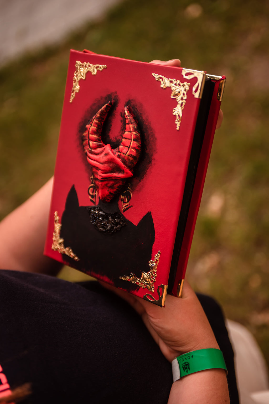 Red Priestess Grimoire | Lilith Demon Leather Book of Shadows | Horned Goddess Dark Magic Journal