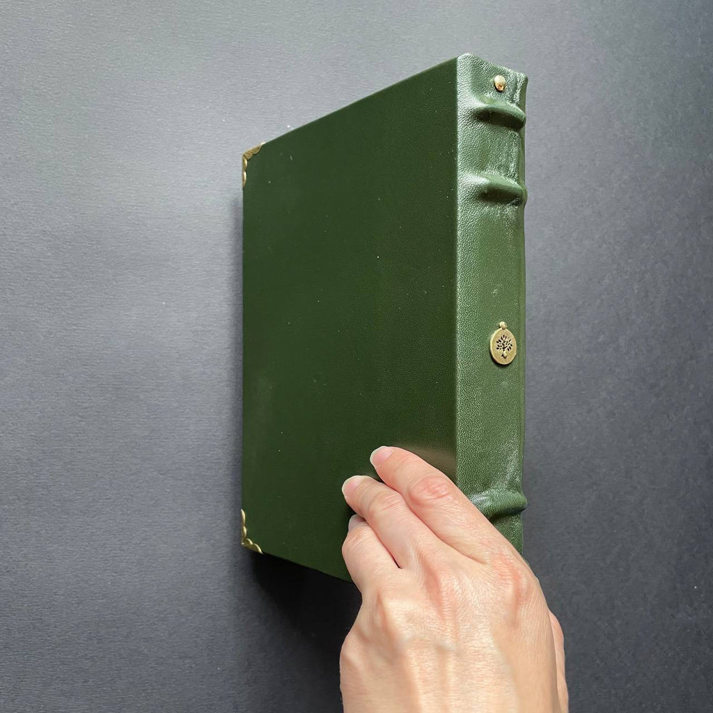 The Door to Fairyland Grimoire – Green Leather Journal with Working Door, Personalized Message