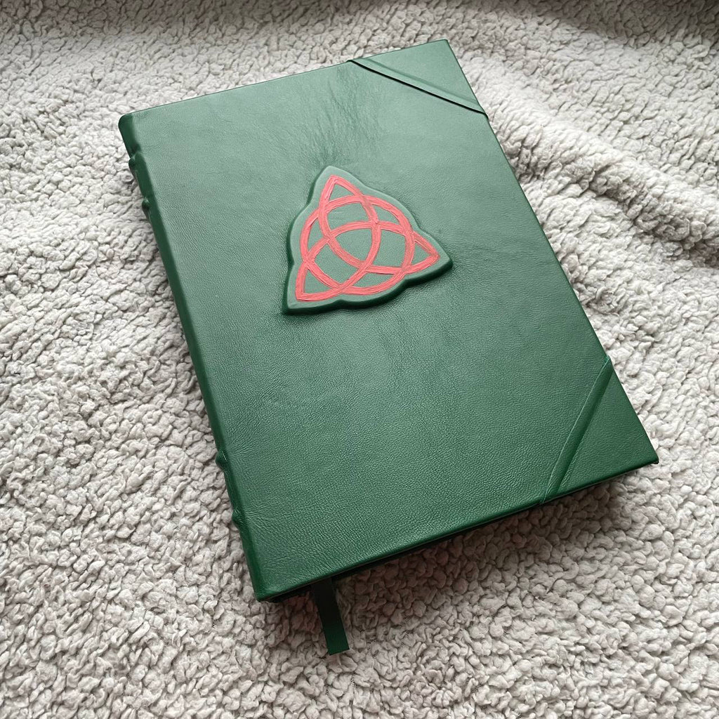 Charmed Grimoire – Handmade Leather Book of Shadows with Triquetra Symbol