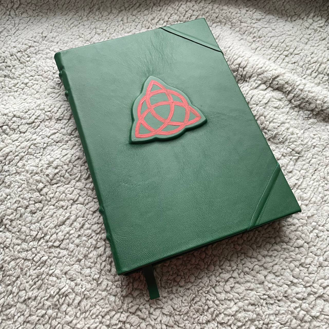 Charmed Grimoire – Handmade Leather Book of Shadows with Triquetra Symbol