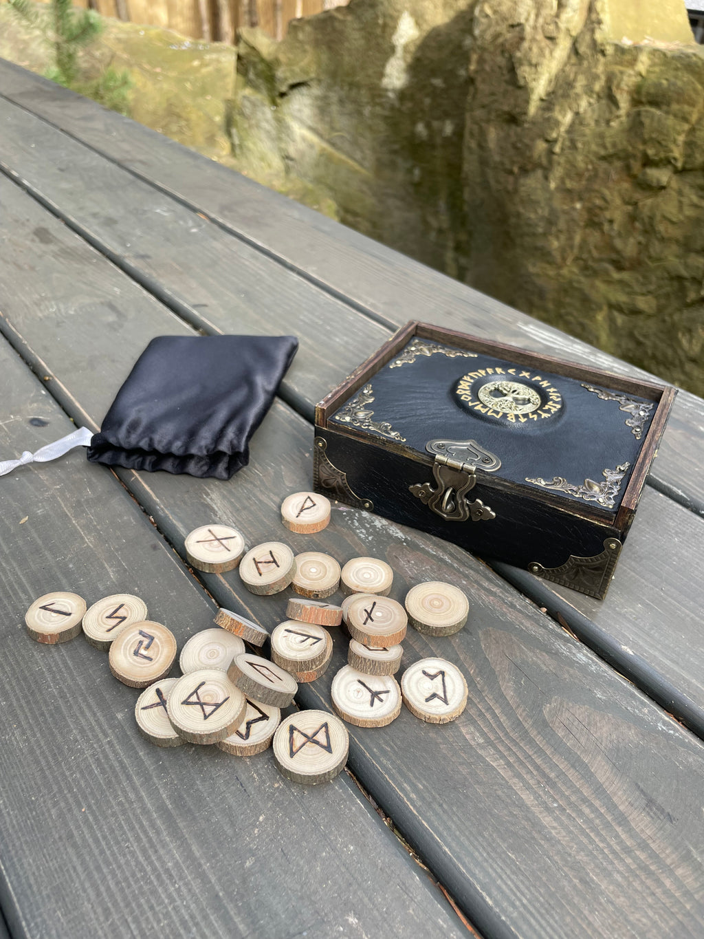 Handcrafted Elder Futhark Rune Set – 24 + 1 Blank Rune – Ash Wood Norse Divination Runes
