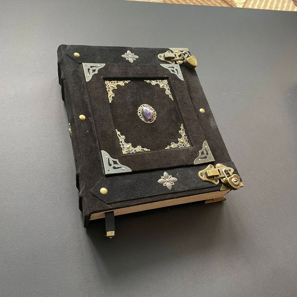 Elite Medieval Grimoire • A4 Handmade Leather Book of Shadows • Amethyst Witchcraft Journal