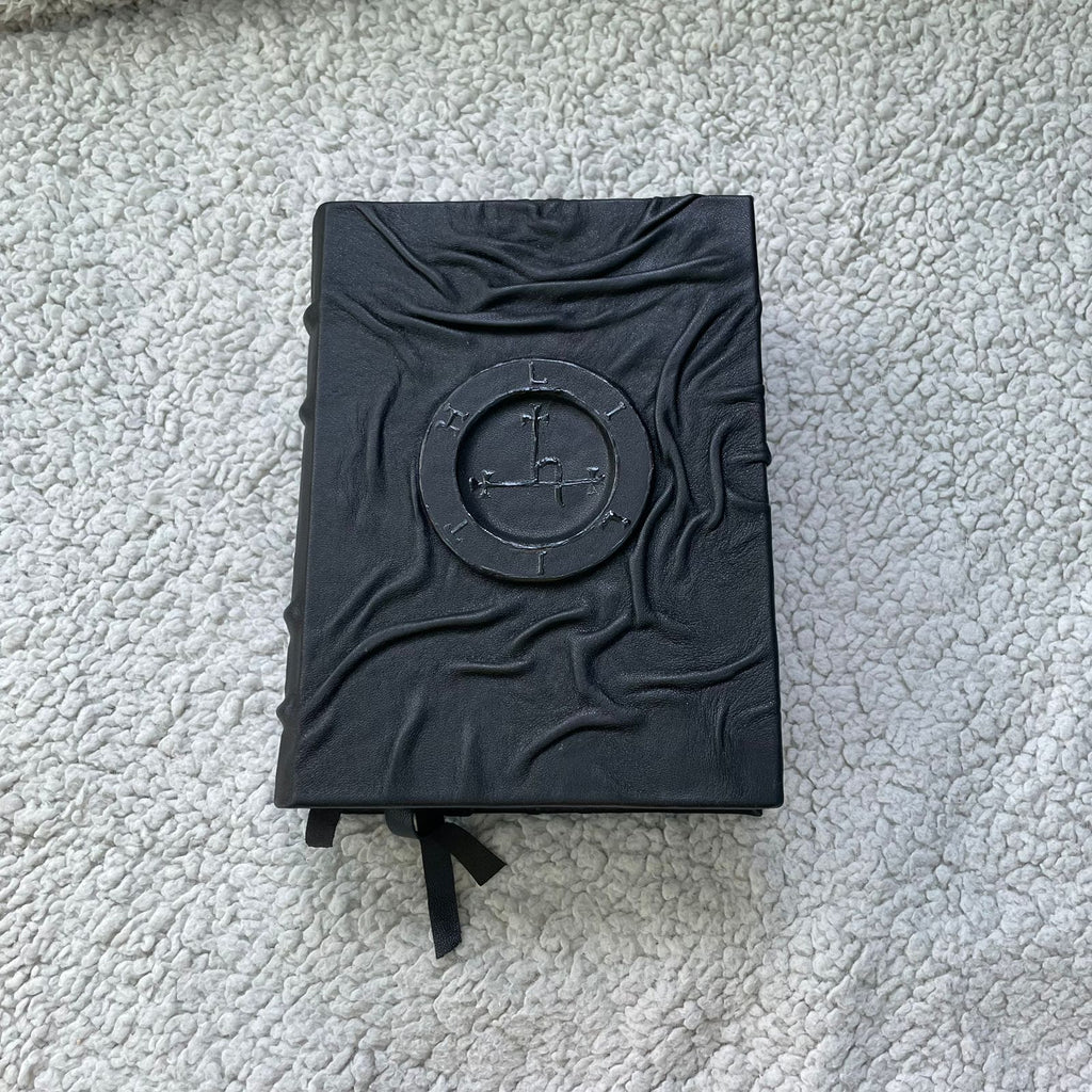 Dark Witchcraft Grimoire • Textured Black Leather • Lilith Sigil • Handmade Spellbook