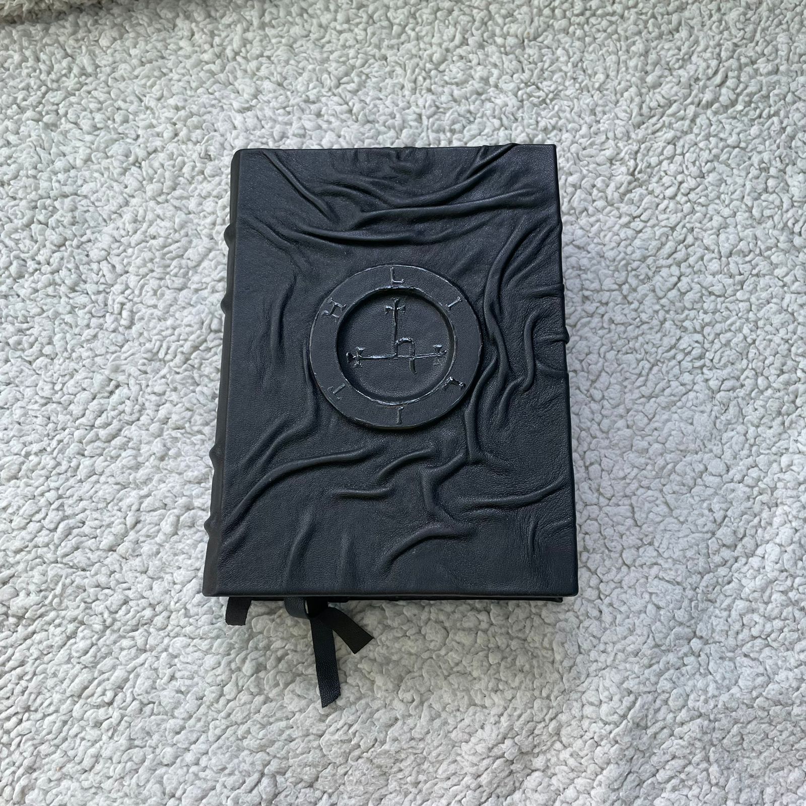 Dark Witchcraft Grimoire • Textured Black Leather • Lilith Sigil • Handmade Spellbook
