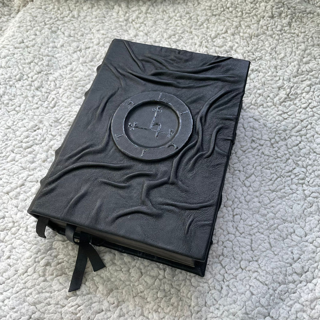 Dark Witchcraft Grimoire • Textured Black Leather • Lilith Sigil • Handmade Spellbook