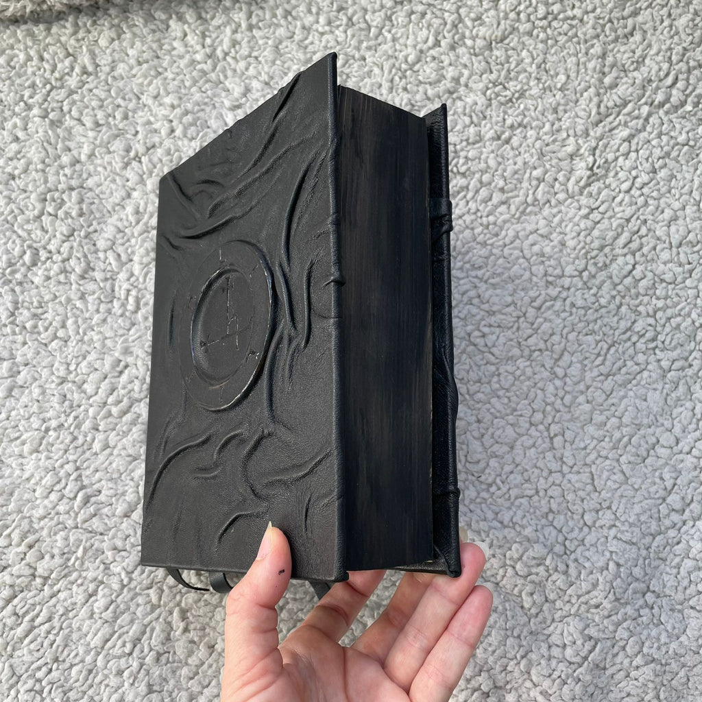 Dark Witchcraft Grimoire • Textured Black Leather • Lilith Sigil • Handmade Spellbook