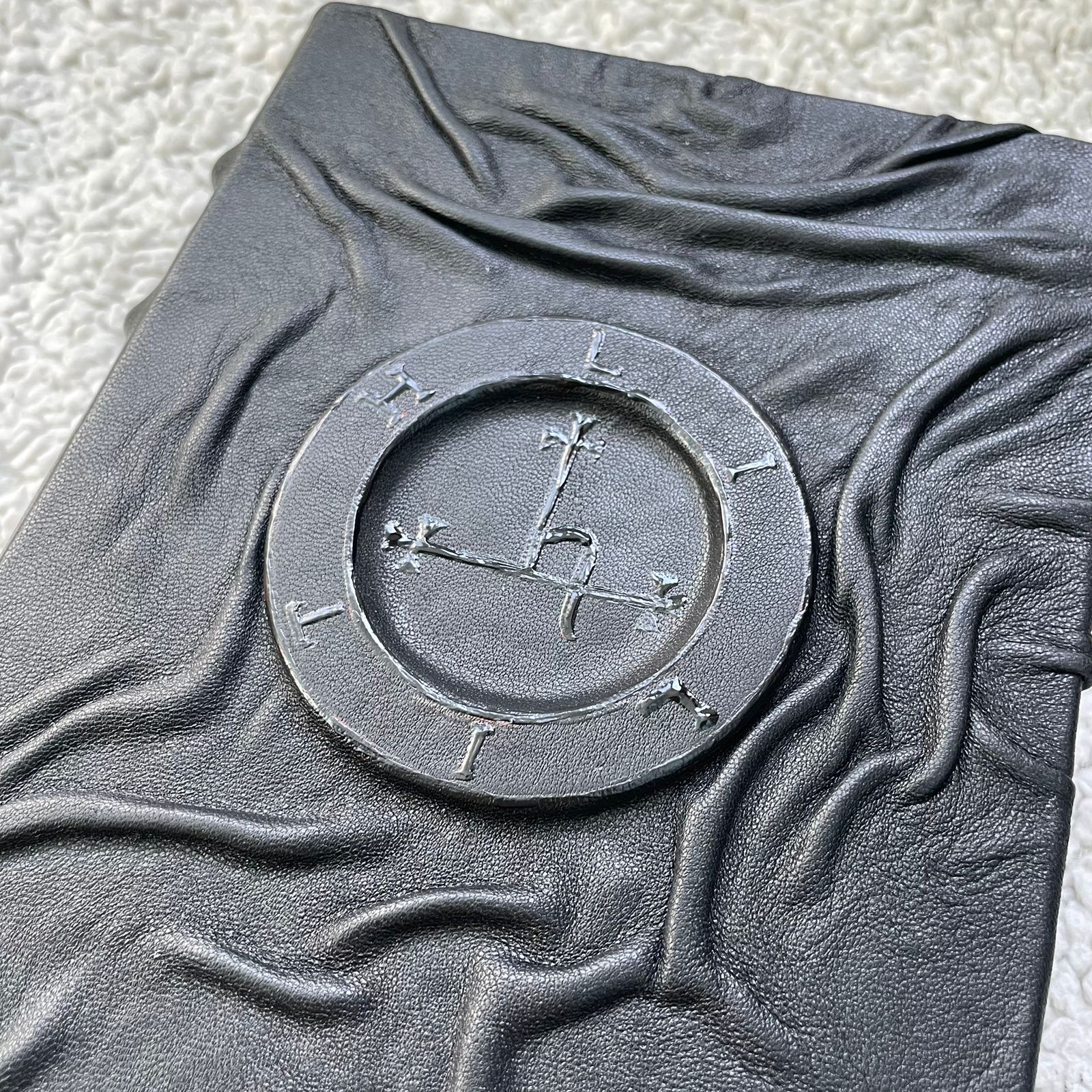 Dark Witchcraft Grimoire • Textured Black Leather • Lilith Sigil • Handmade Spellbook