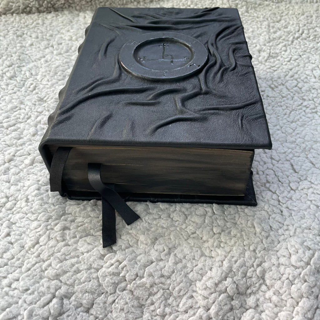 Dark Witchcraft Grimoire • Textured Black Leather • Lilith Sigil • Handmade Spellbook
