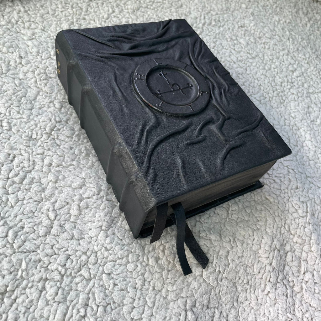 Dark Witchcraft Grimoire • Textured Black Leather • Lilith Sigil • Handmade Spellbook