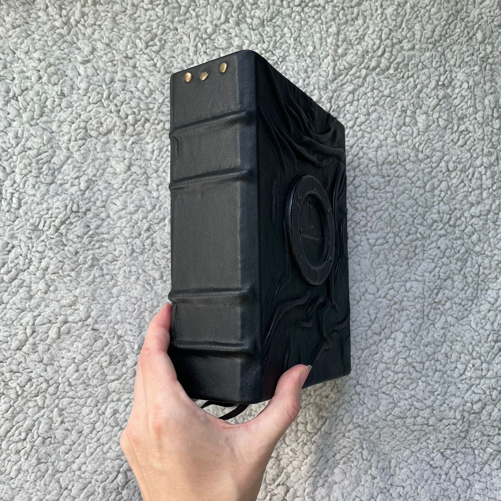 Dark Witchcraft Grimoire • Textured Black Leather • Lilith Sigil • Handmade Spellbook