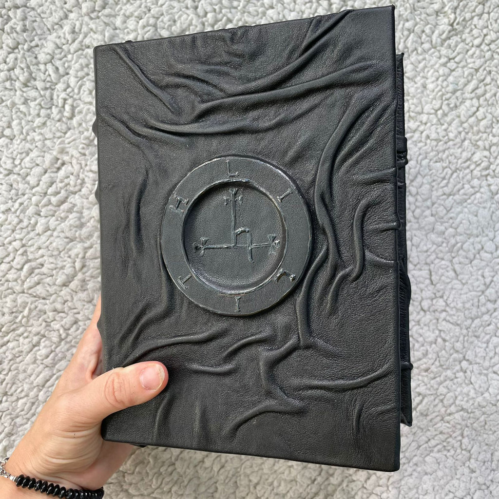 Dark Witchcraft Grimoire • Textured Black Leather • Lilith Sigil • Handmade Spellbook